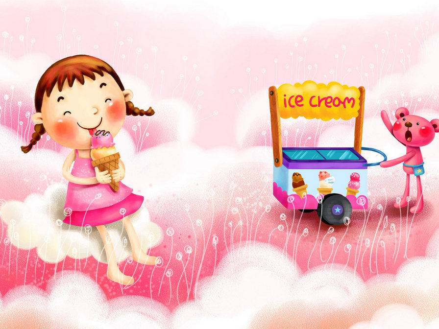 девочка с мороженым - дети, мороженое, девочка - оригинал