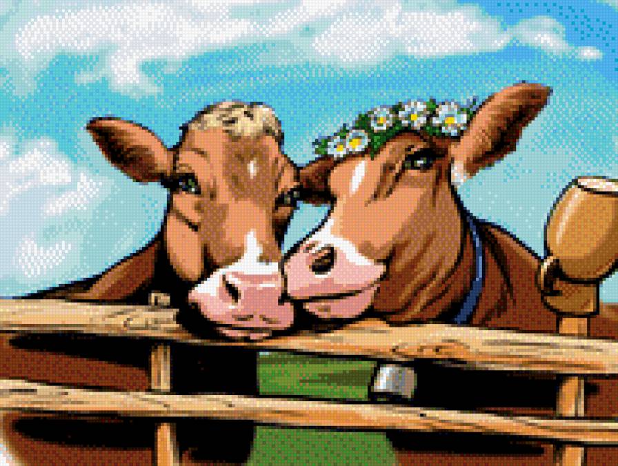 коровки - бычек, любовь, корова, домашние животные, коровка, животные, детское - предпросмотр