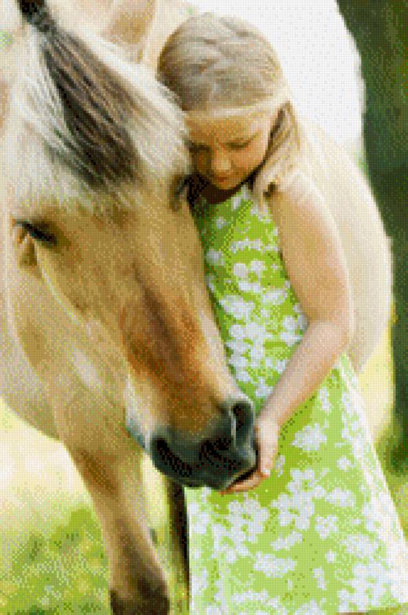 Девочка и лошадь - ребенок, дружба, нежность, лошадь, девочка - предпросмотр