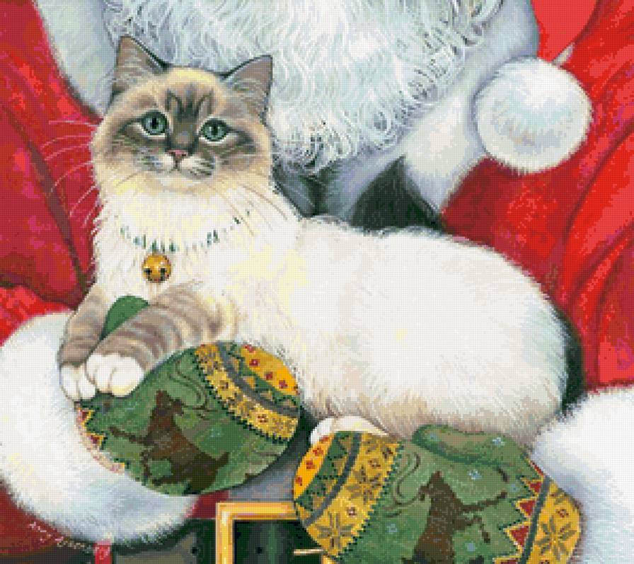 новогодний кот - коты, кот, котики - предпросмотр