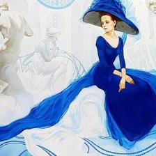 Оригинал схемы вышивки «Дама в синем» (№730664)
