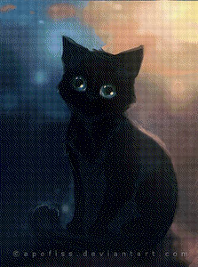 Черный кот - котик, кот, животные - предпросмотр
