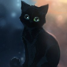 Оригинал схемы вышивки «Черный кот» (№731460)