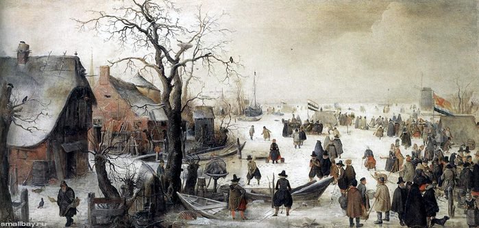 Зимняя улица - люди, зима, пейзаж - оригинал