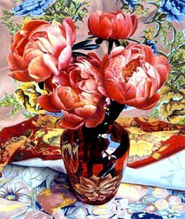 ваза с пионами - цветы - оригинал