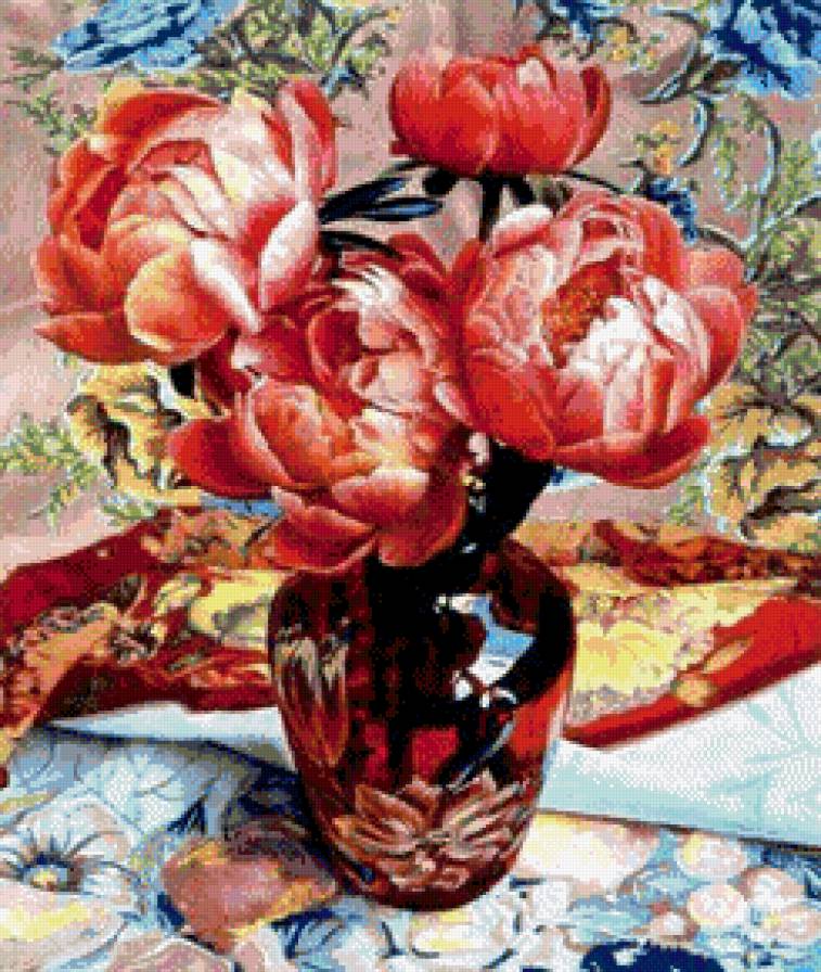 ваза с пионами - цветы - предпросмотр