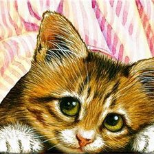 Оригинал схемы вышивки «котенок» (№733179)