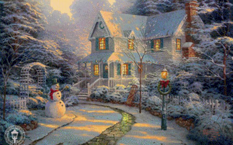 Новогодняя сказка - новый год, рождество, сказка, снеговики - предпросмотр