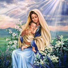 Оригинал схемы вышивки «Богородица с младенцем» (№735642)