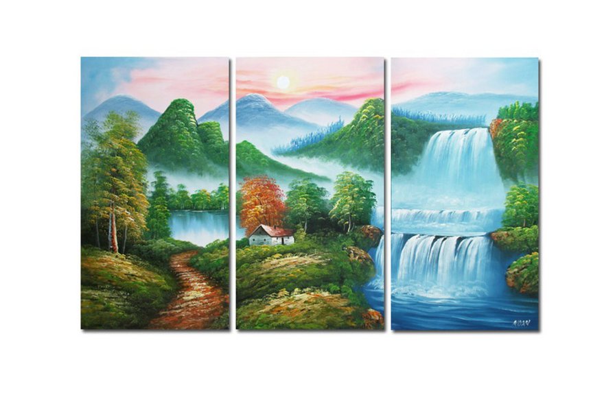 водопад триптих - водопад, триптих, природа, пейзаж - оригинал