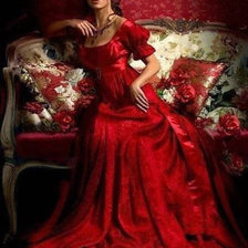 Оригинал схемы вышивки «Дама в красном» (№735952)
