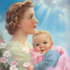 Оригинал схемы вышивки «Мать и дитя» (№735956)