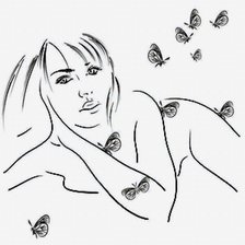 Оригинал схемы вышивки «Девушка и бабочки» (№736321)