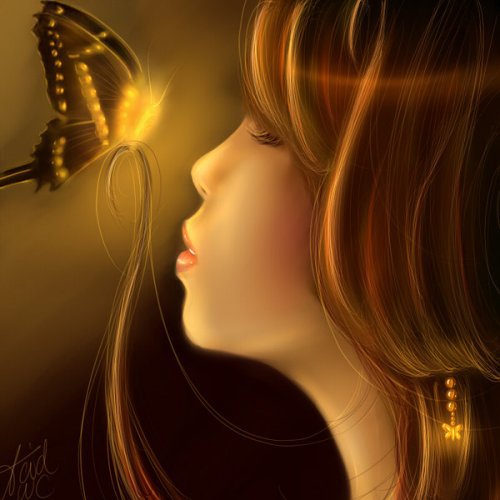 Девушка и бабочка - бабочки, девушки - оригинал