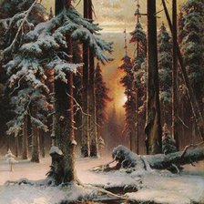 Оригинал схемы вышивки «Закат в зимнем лесу» (№739574)