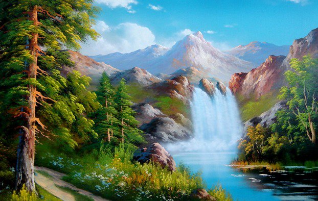 водопад - пейзаж, водопад, природа - оригинал