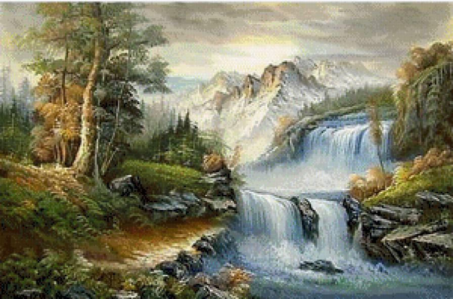 Водопад - горы, водопад - предпросмотр