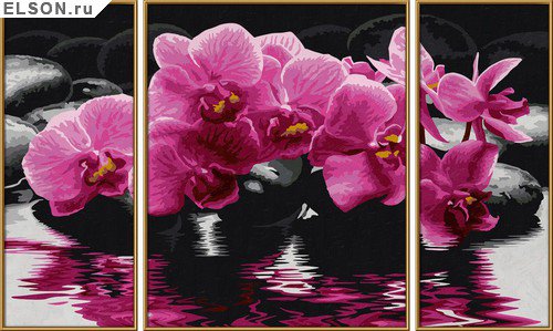 триптих "орхидеи" - орхидеи, цветы - оригинал