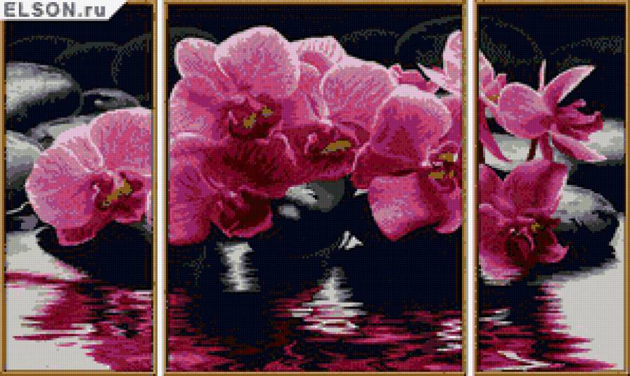 триптих "орхидеи" - цветы, орхидеи - предпросмотр