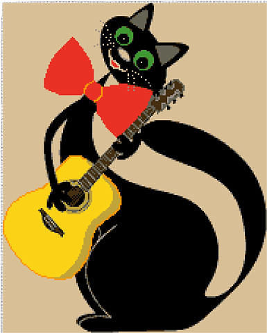 Кот-гитарист - бабочка, гитара, кот - оригинал