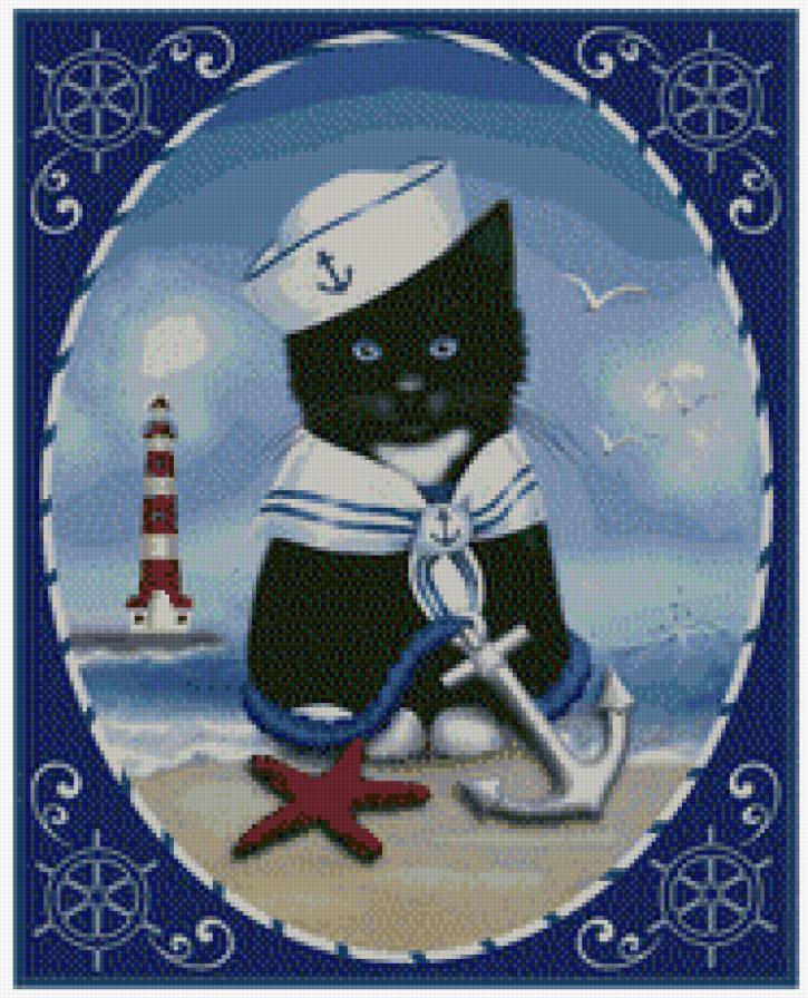 морячек - моряк, кот, морская тематика, котенок, кошка, кошки, животные - предпросмотр