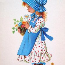 Оригинал схемы вышивки «девочка с букетом» (№743602)