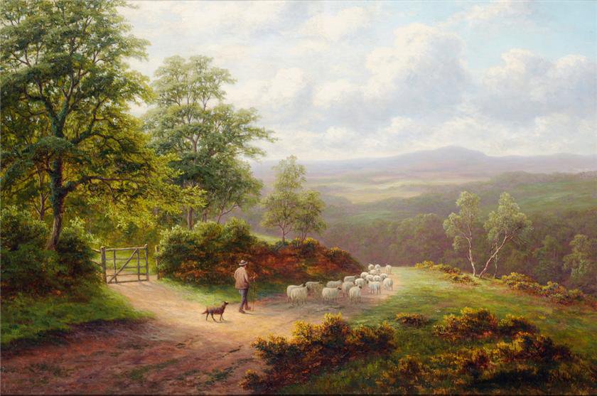 пейзаж с пастухом - живопись, пейзаж, искусство - оригинал
