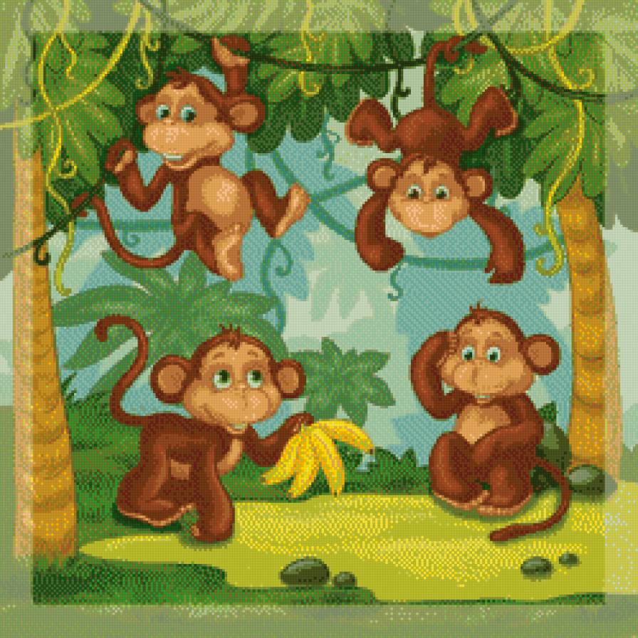 обезьянки - детская, подушка, детское, животные, обезьяны, мультик, детям, обезьяна - предпросмотр