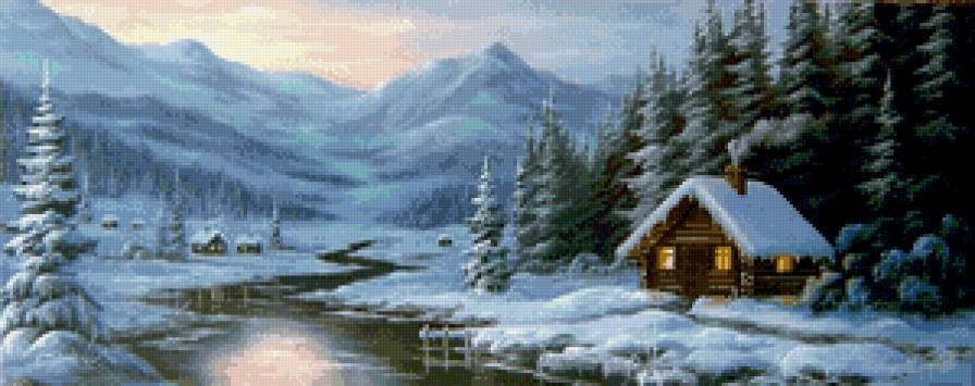 зимний пейзаж - дом, природа, пейзаж - предпросмотр