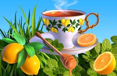 чайчик - мед, цитрус, кухня, чай, натюрморт, на кухню, лимон - оригинал