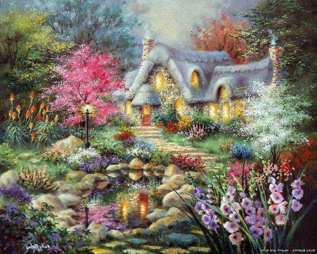 Сказочный сад - домики, пейзаж - оригинал
