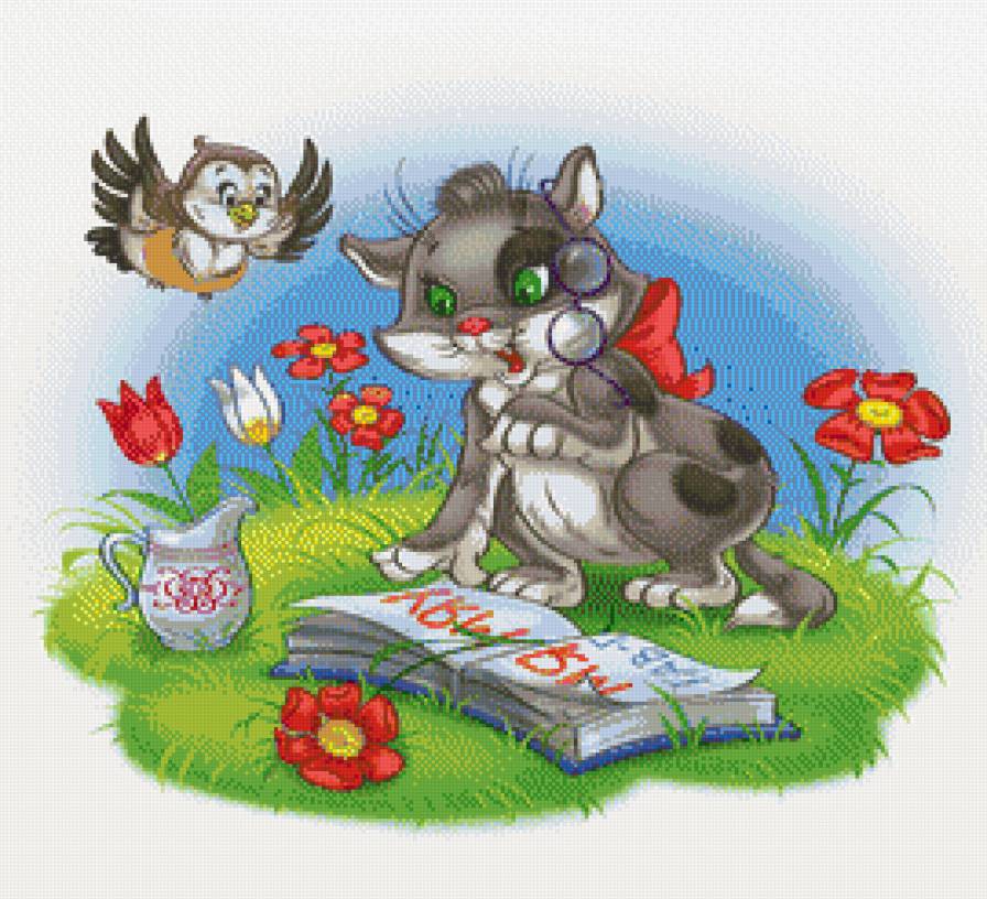 веселое чтение - детское, детская, детям, кошка, кот, мультик, котик, животные - предпросмотр