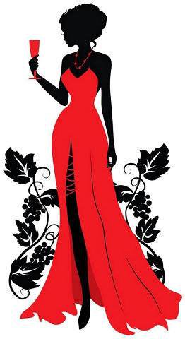 Девушка с бокалом - красное платье, бокал. - оригинал