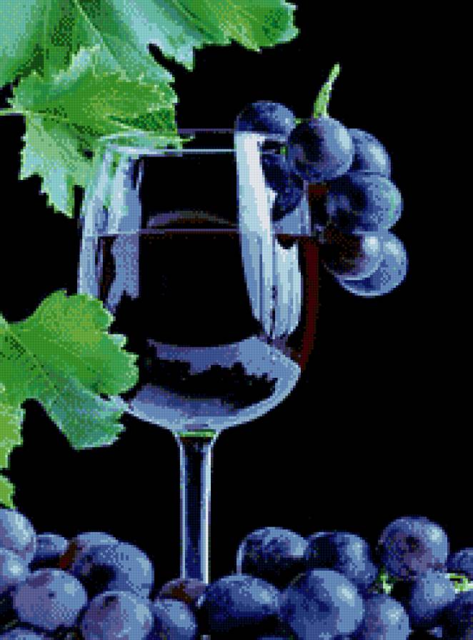 бокал вина - натюрморт, ягоды, ягода, виноград, вино, бокал - предпросмотр
