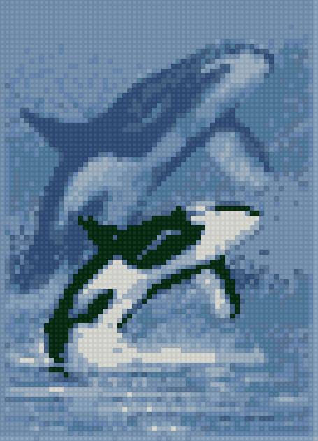 "Касаточка" - дельфины, море, вышивка в школу, касатки, простая вышивка, киты - предпросмотр