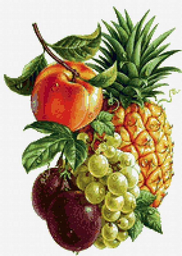 Фрукты - виноград, персик, фрукты, ананас - предпросмотр