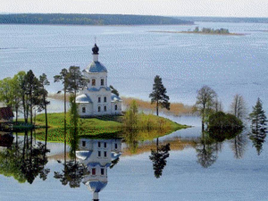 Озеро Селигер - вода, озеро, церковь, простор, природа - предпросмотр