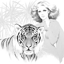 Оригинал схемы вышивки «Леди с тигром...» (№755006)
