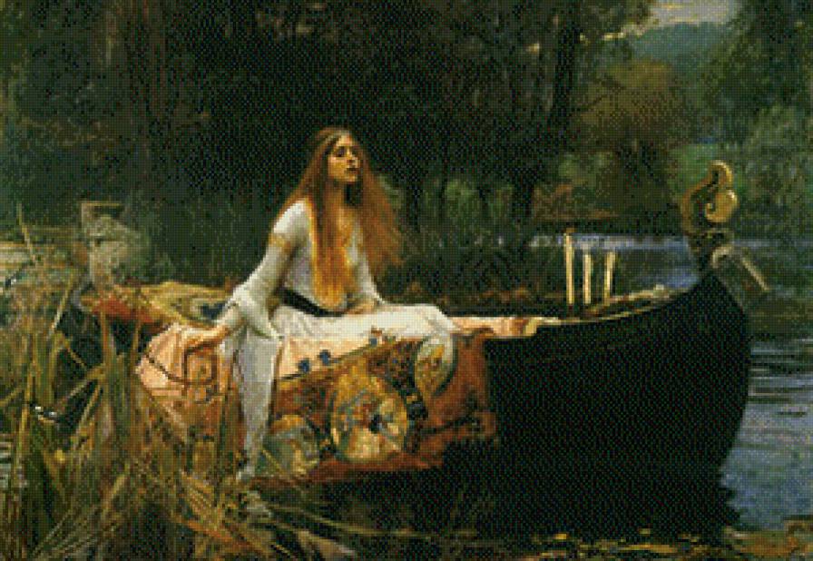 В лодке - картина, сказка, пруд, девушка, лодка, озеро - предпросмотр