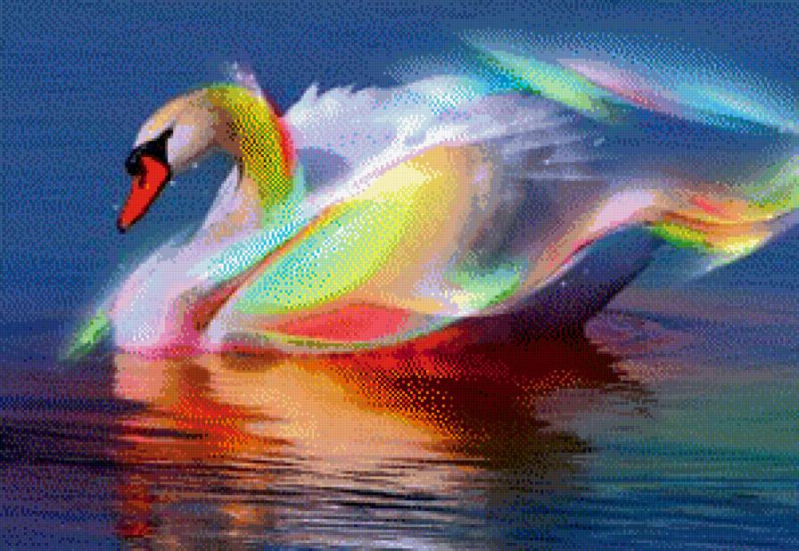 Радужный лебедь - радуга, птицы, лебедь - предпросмотр