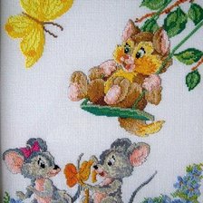 Оригинал схемы вышивки «мышки и котенок» (№757219)