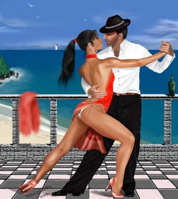 танец - побережье, море, пара, двое, люди, танго, страсть, танцы - оригинал