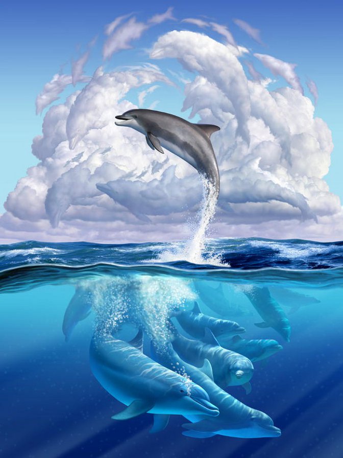 дельфины - природа, животные - оригинал