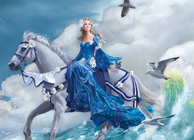 из пены морской - люди, море, лошадь, девушки, женский образ, животные, картина, лошади - оригинал