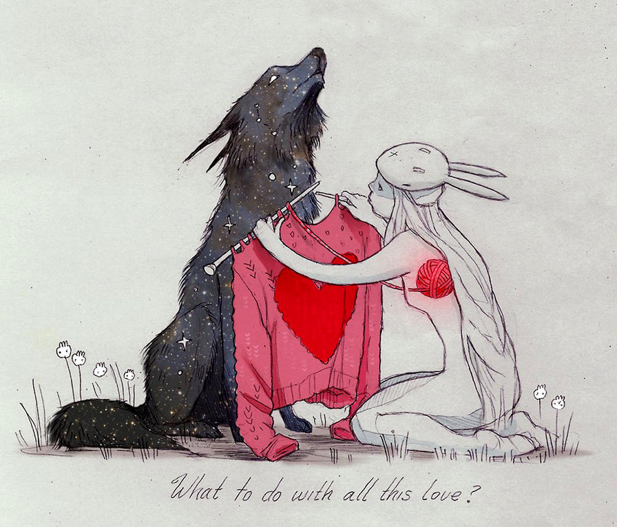 Девушка и космический волк - сердце, космический волк., девушка, любовь - оригинал
