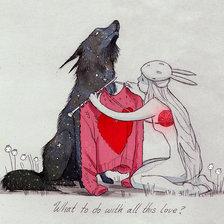 Оригинал схемы вышивки «Девушка и космический волк» (№759054)