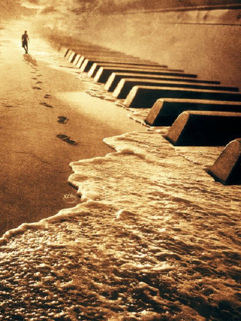 Музыкальный бриз - след, рояль, вдохновение, бриз, музыка, море - оригинал