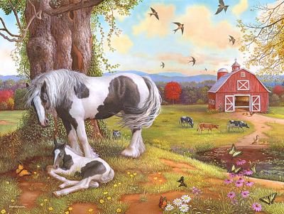 на ферме - лошадь, лошадка, хозяйство, домашние животные, ферма, животные, кони - оригинал