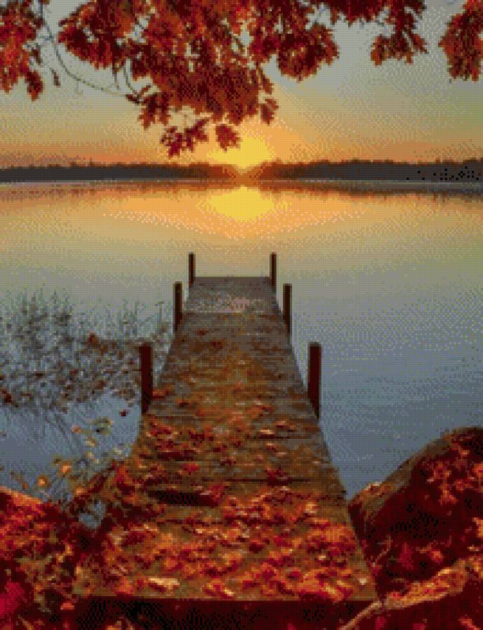 Осенний закат. - тишина, озеро, закат, солнце, осень - предпросмотр