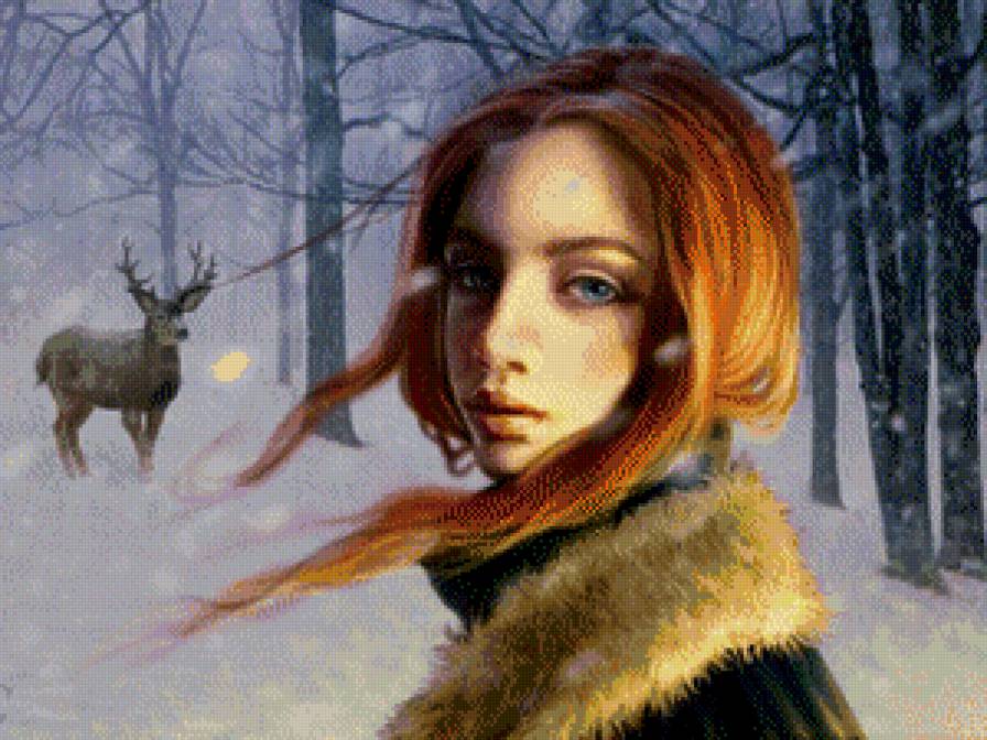 Девочка в зимнем лесу - сказка, девочка - предпросмотр